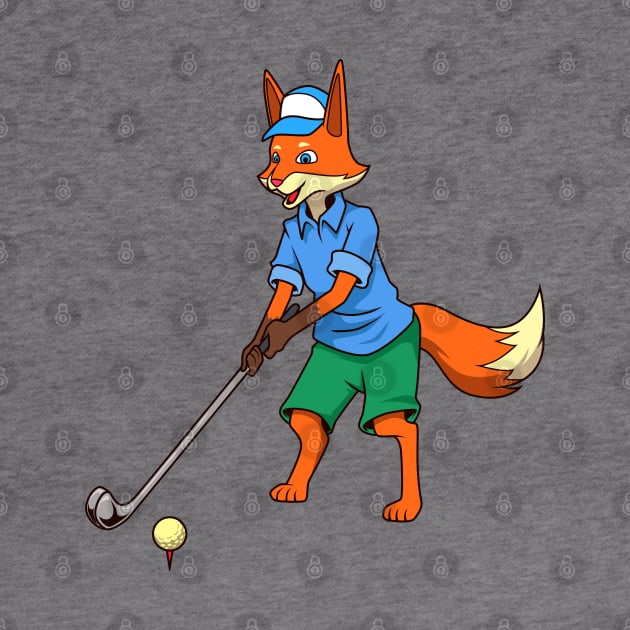 Comic fox plays golf - Golfer by Modern Medieval Design